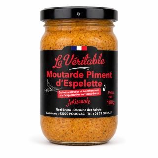 Moutarde au Piment d'Espelette Artisanale - La Véritable - 180 g